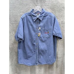 Peanuts Denim Shirt Woman 14W/16W Snoopy Charlie Brown Vintage 90s Y2K